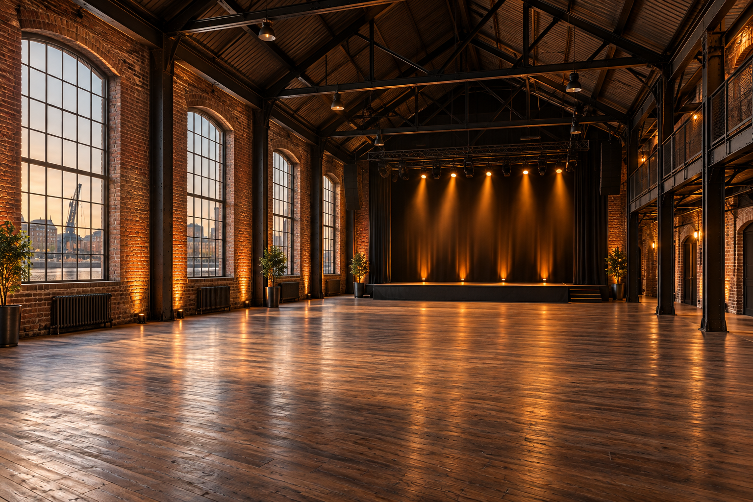 Illustrative converted factory performance hall
